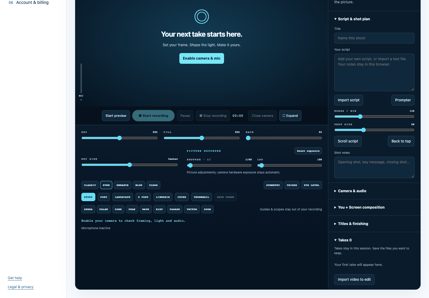 The actual Brandlit account workspace with separate creative tool tabs