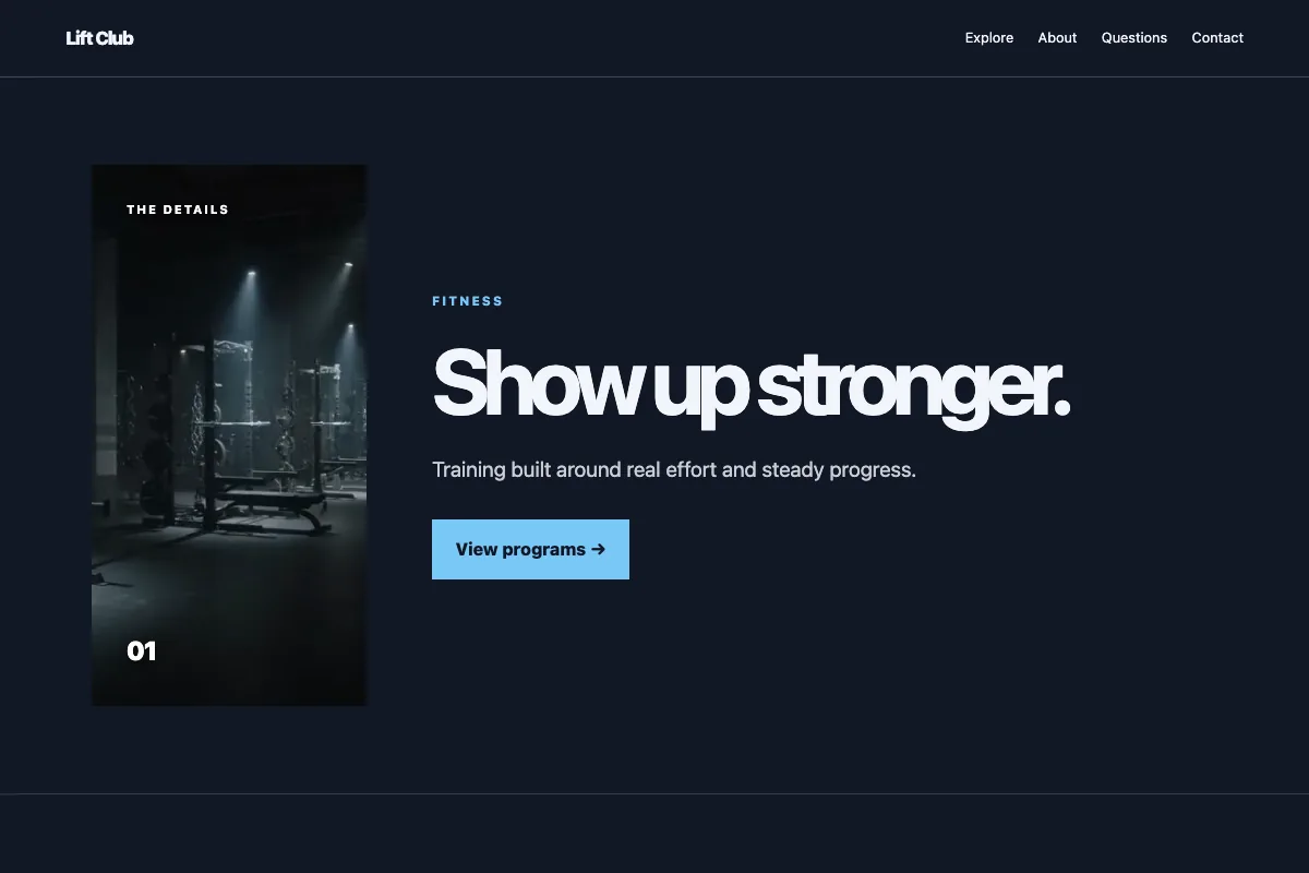 Lift Club fitness website template