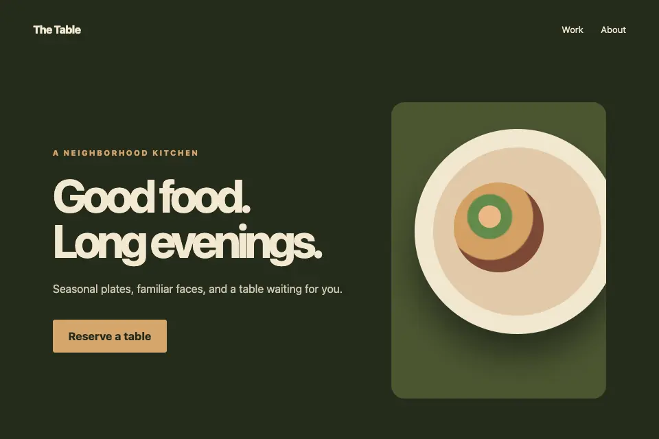 Table restaurant website template